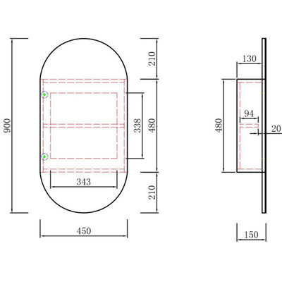 AULIC BEAU MONDE MATTE WHITE SHAVING CABINET 450X900MM