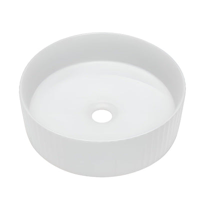 POSEIDON BELLEVUE FLUTED ABOVE COUNTER BASIN GLOSS WHITE 360MM
