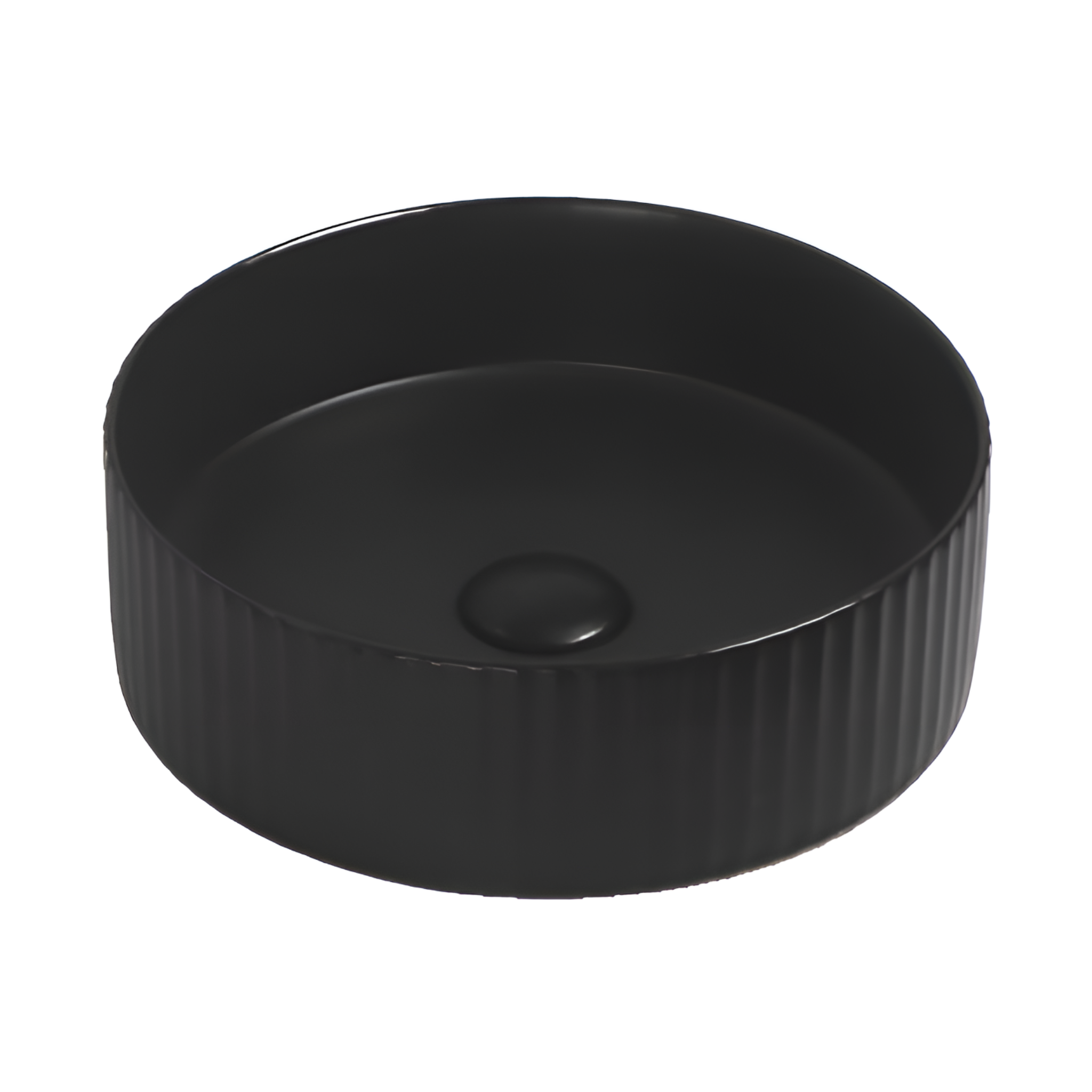 POSEIDON BELLEVUE FLUTED ABOVE COUNTER BASIN MATTE BLACK 360MM