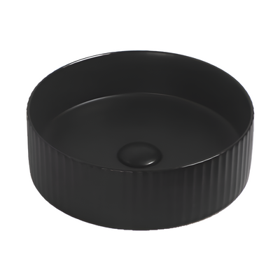 POSEIDON BELLEVUE FLUTED ABOVE COUNTER BASIN MATTE BLACK 360MM