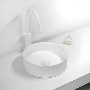 POSEIDON BELLEVUE FLUTED ABOVE COUNTER BASIN MATTE WHITE 360MM
