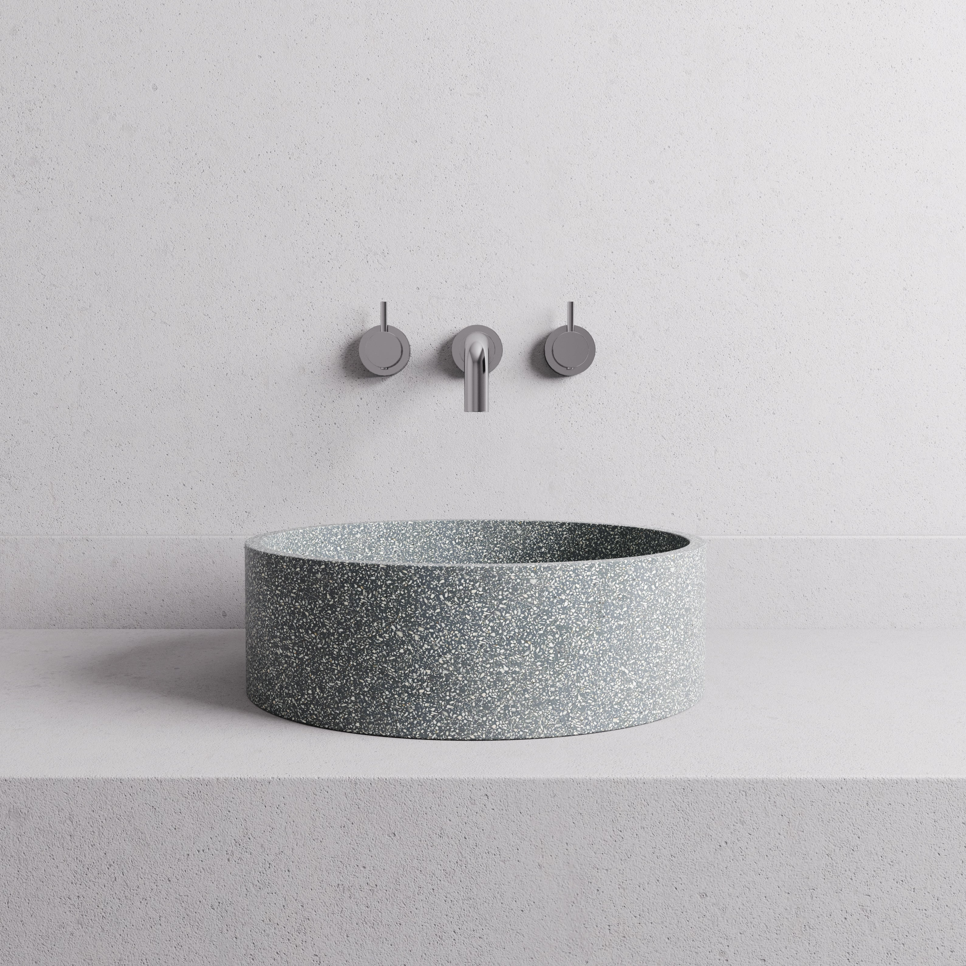 MADU BELLA ROUND ABOVE COUNTER BASIN TERRAZO STONE GREY 370MM