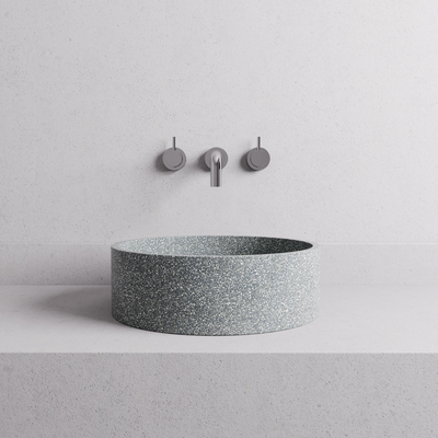 MADU BELLA ROUND ABOVE COUNTER BASIN TERRAZO STONE GREY 370MM