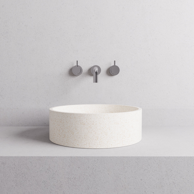 MADU BELLA ROUND ABOVE COUNTER BASIN TERRAZO STONE WHITE 370MM