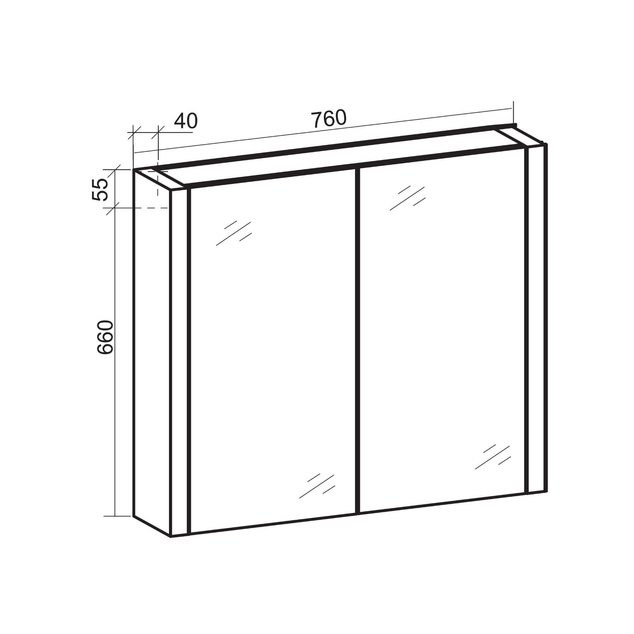 BEL BAGNO ALEXANDRA SILVER OAK MIRROR CABINET 760X660MM