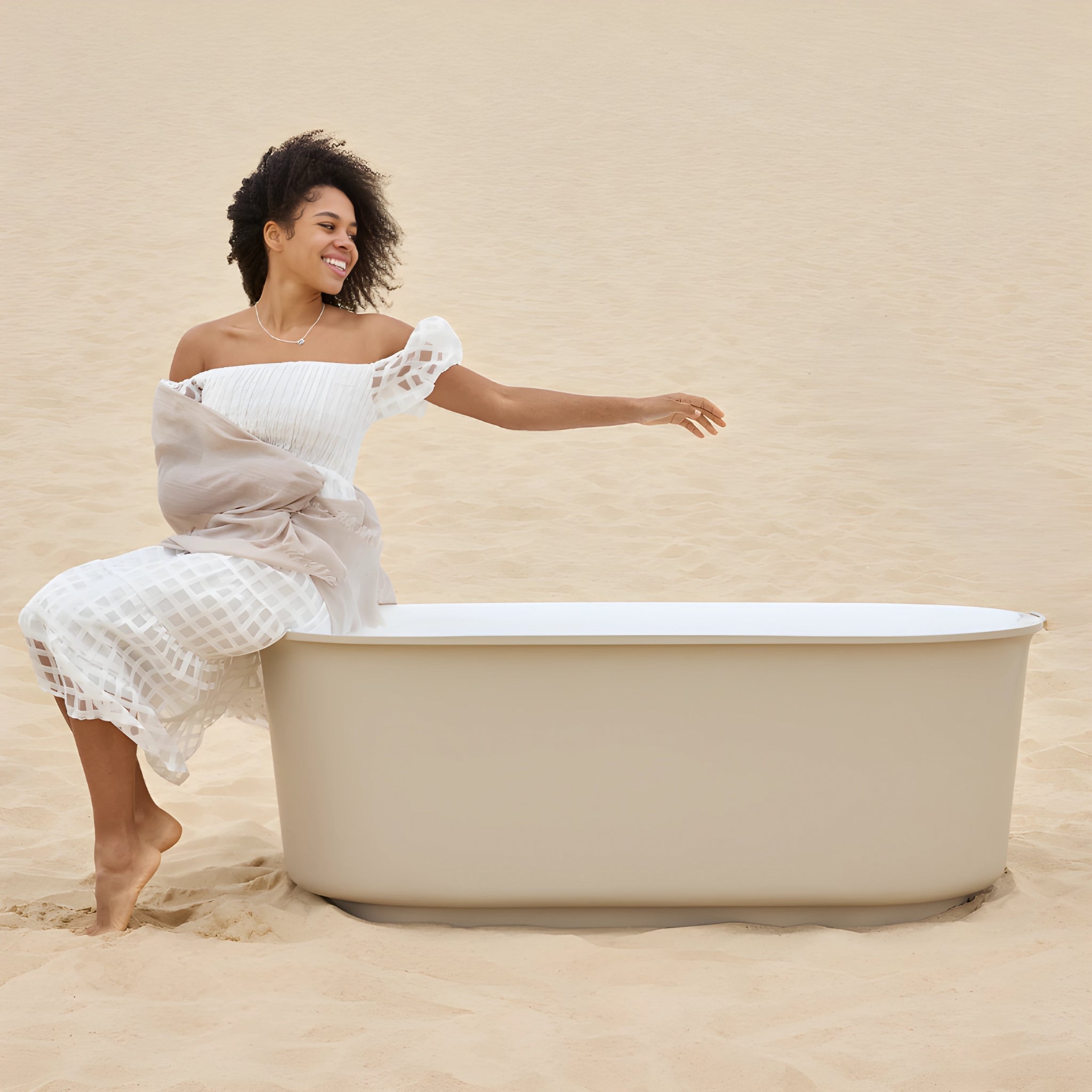 BEL BAGNO BERG FREESTANDING BATHTUB SOFT SAND AND GLOSS WHITE (AVAILABLE IN 1500MM AND 1700MM)