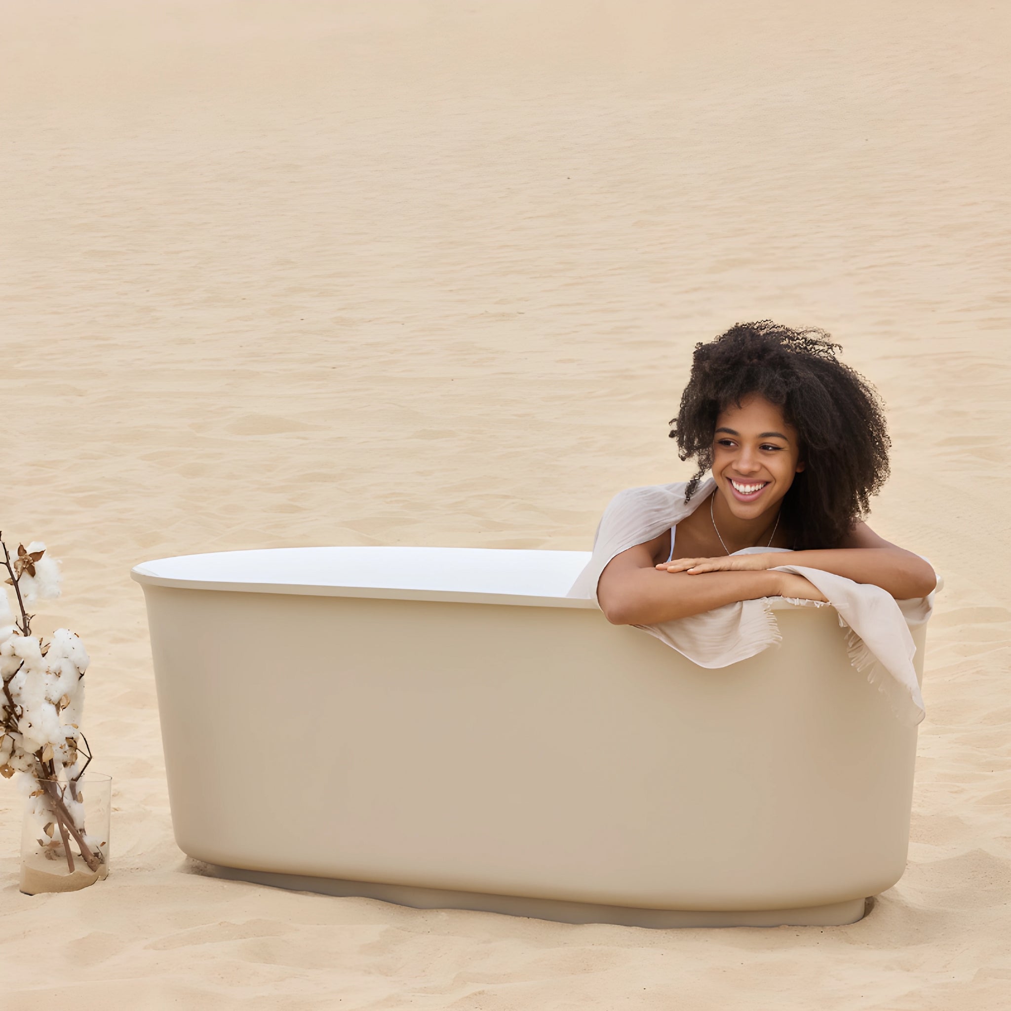 BEL BAGNO BERG FREESTANDING BATHTUB SOFT SAND AND GLOSS WHITE (AVAILABLE IN 1500MM AND 1700MM)