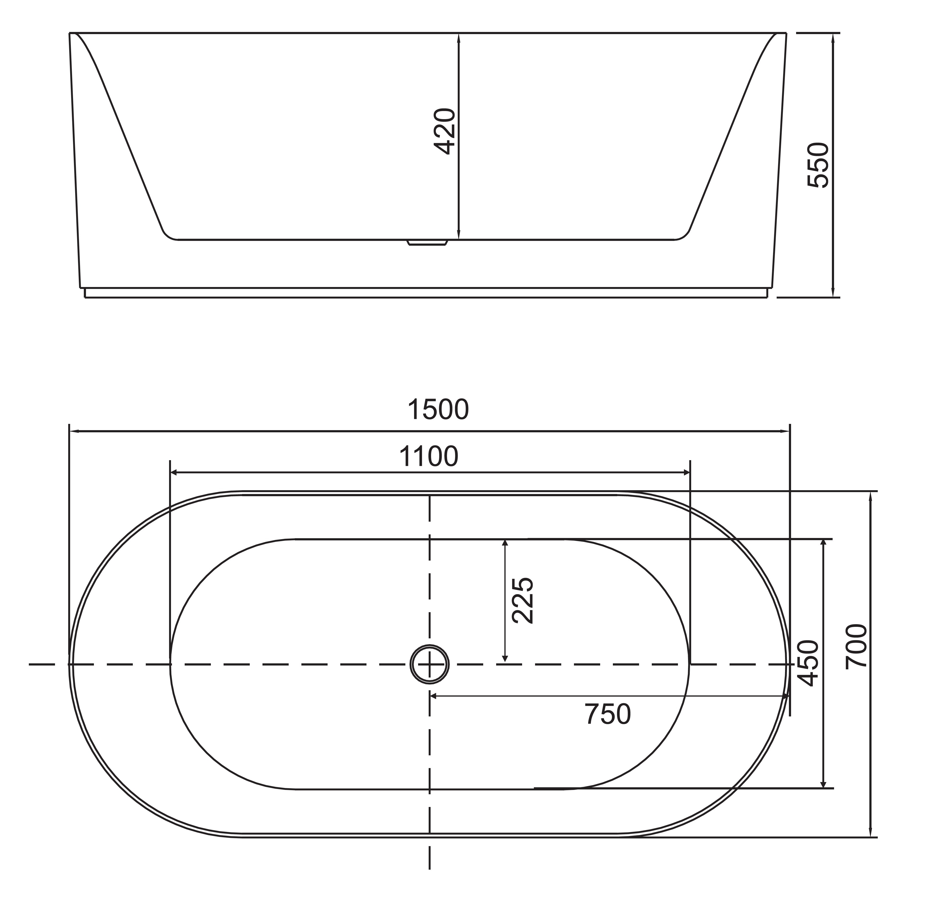 BEL BAGNO BERG FREESTANDING BATHTUB SOFT SAND AND GLOSS WHITE (AVAILABLE IN 1500MM AND 1700MM)