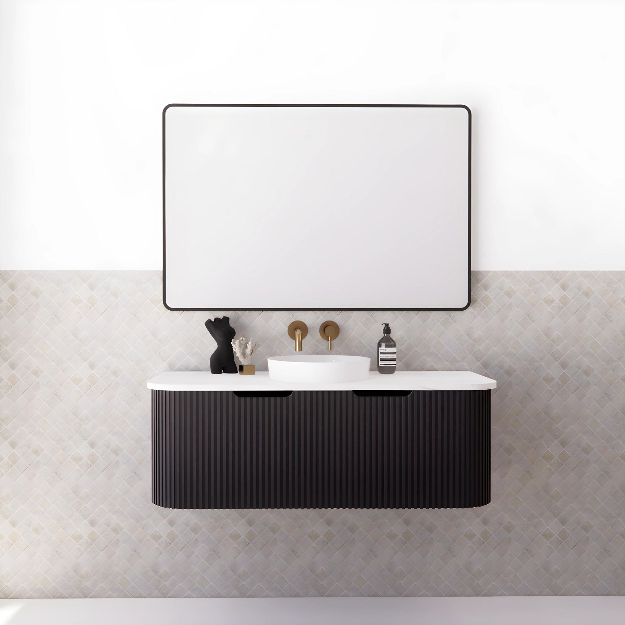 RIVA BERGEN MATTE BLACK 1200MM SINGLE BOWL WALL HUNG VANITY
