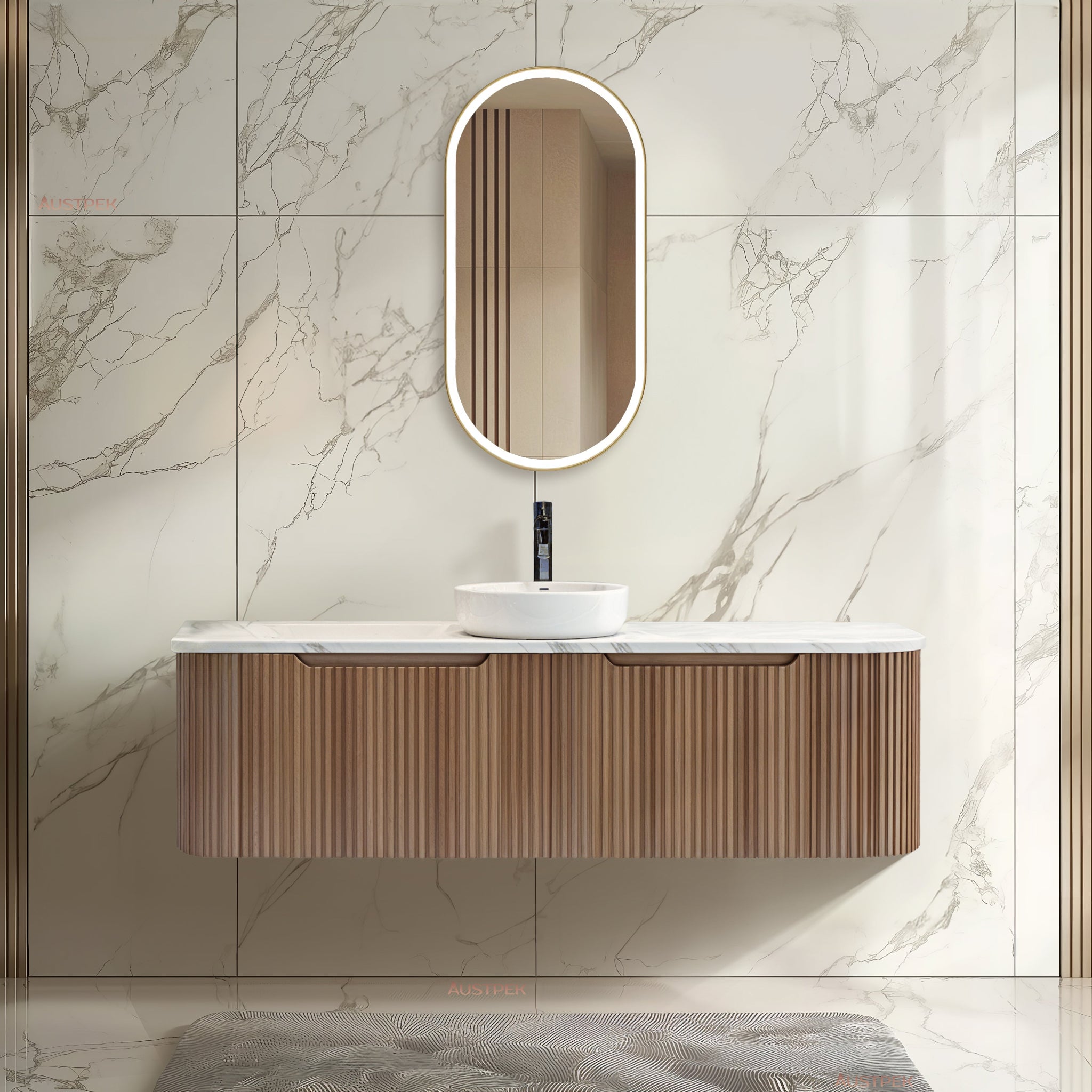 RIVA BERGEN SOLID TIMBER 1500MM SINGLE BOWL WALL HUNG VANITY