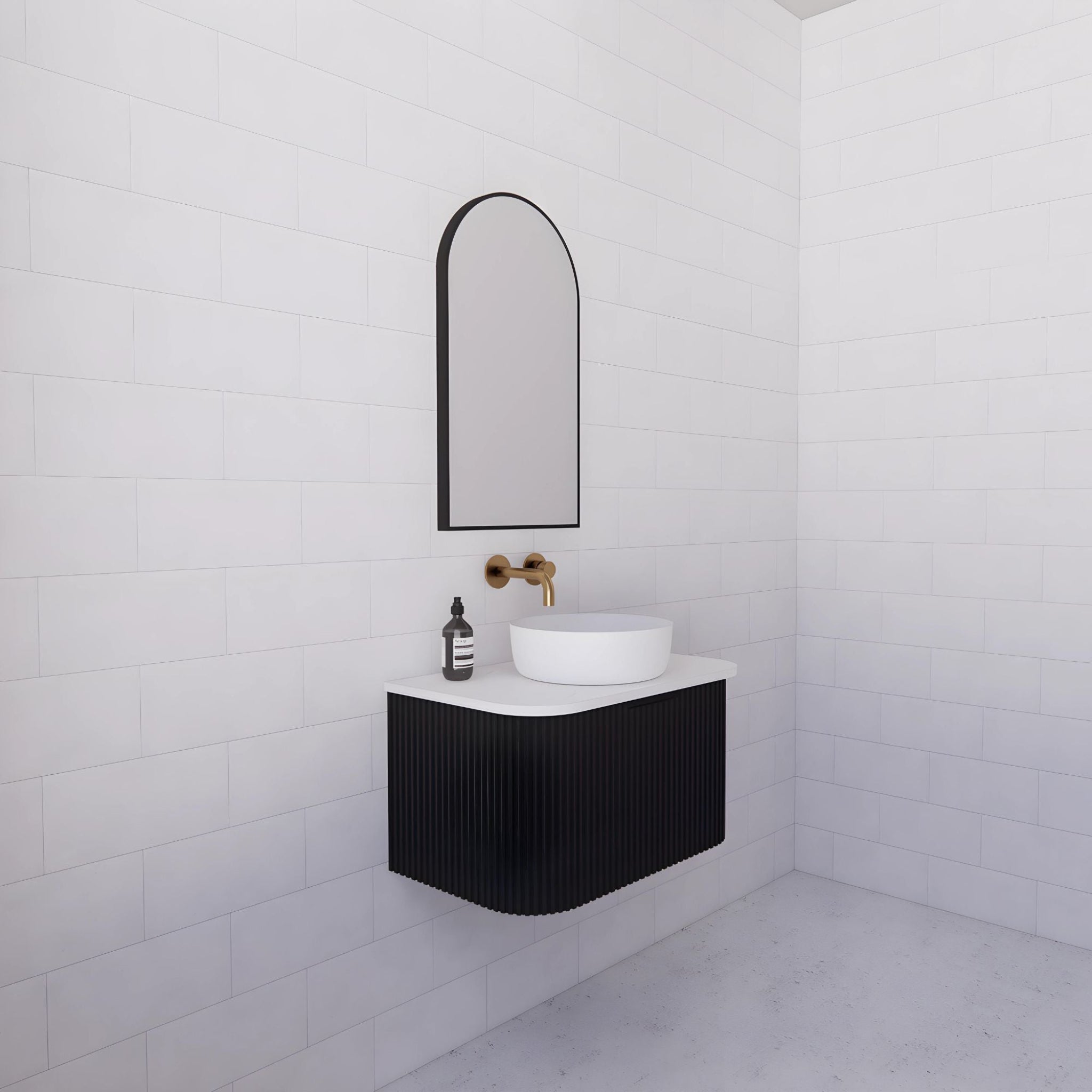 RIVA BERGEN MATTE BLACK 750MM SINGLE BOWL WALL HUNG VANITY