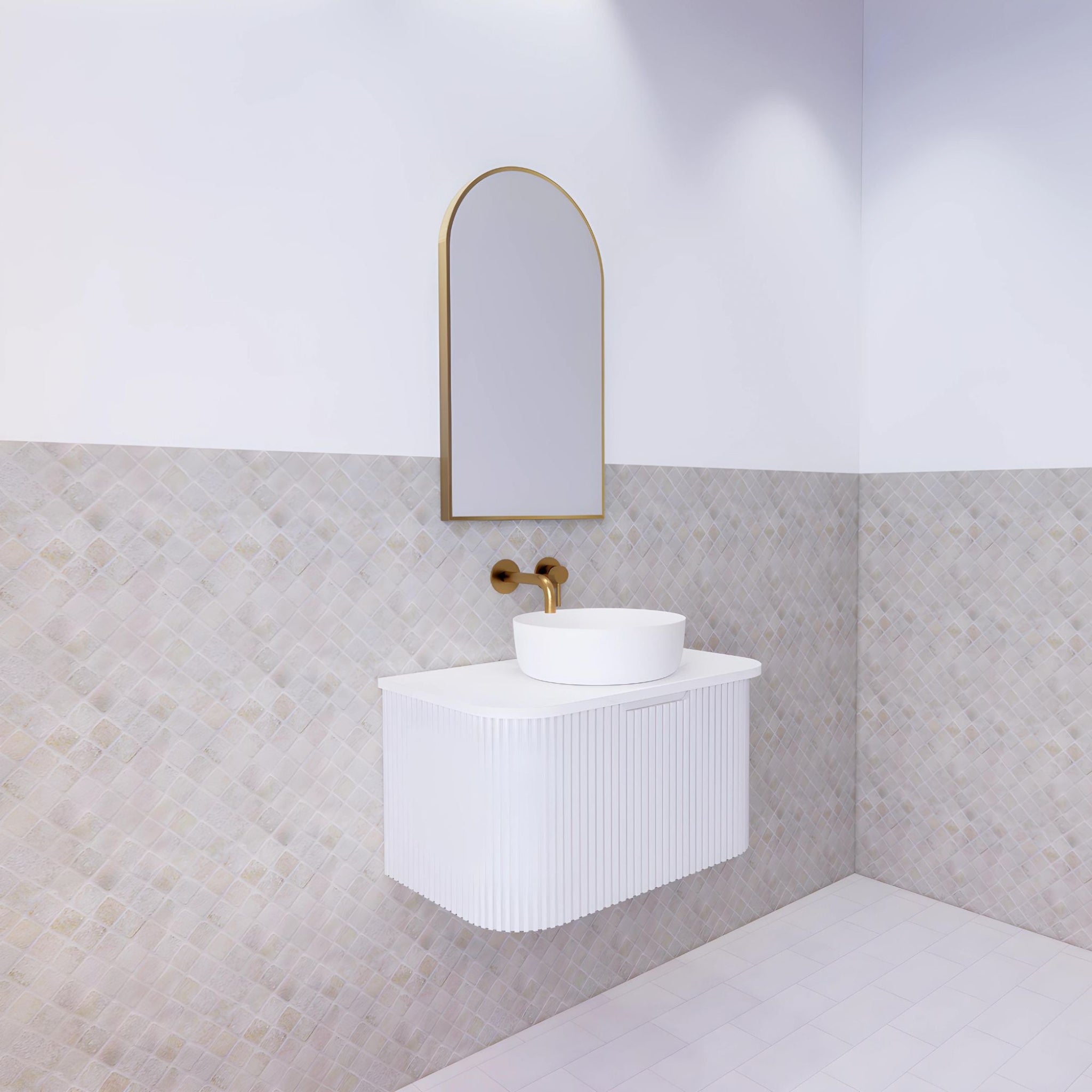 RIVA BERGEN MATTE WHITE 750MM SINGLE BOWL WALL HUNG VANITY
