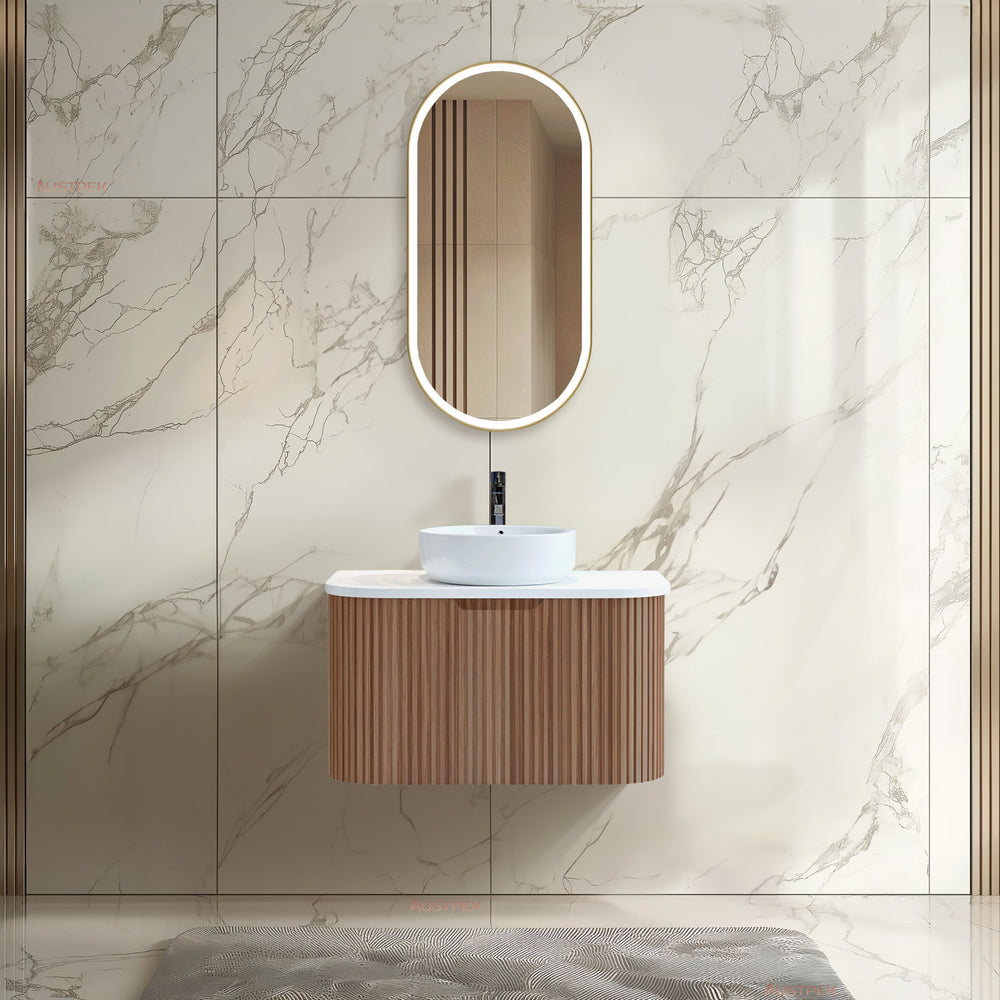RIVA BERGEN SOLID TIMBER 750MM SINGLE BOWL WALL HUNG VANITY