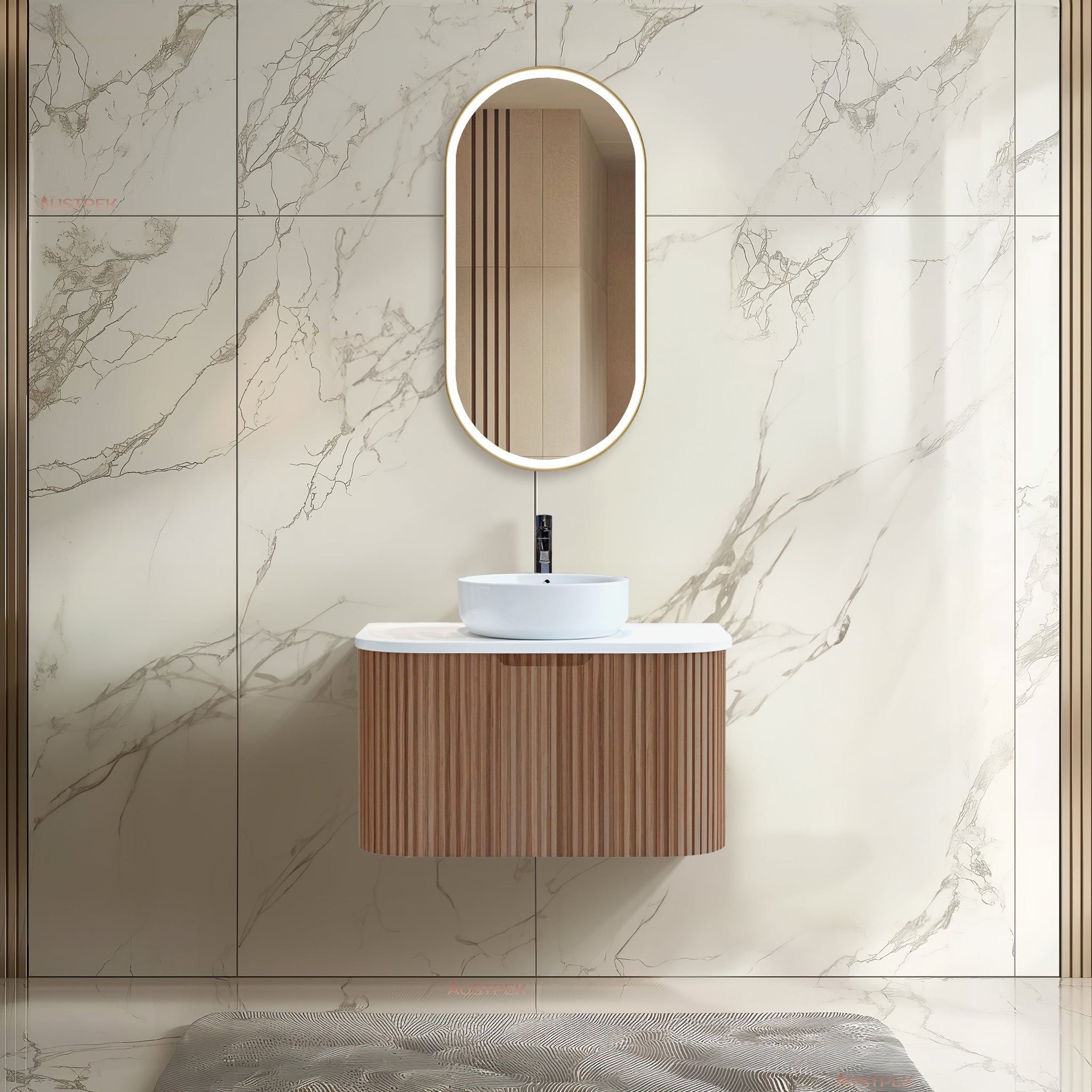 RIVA BERGEN SOLID TIMBER 750MM SINGLE BOWL WALL HUNG VANITY