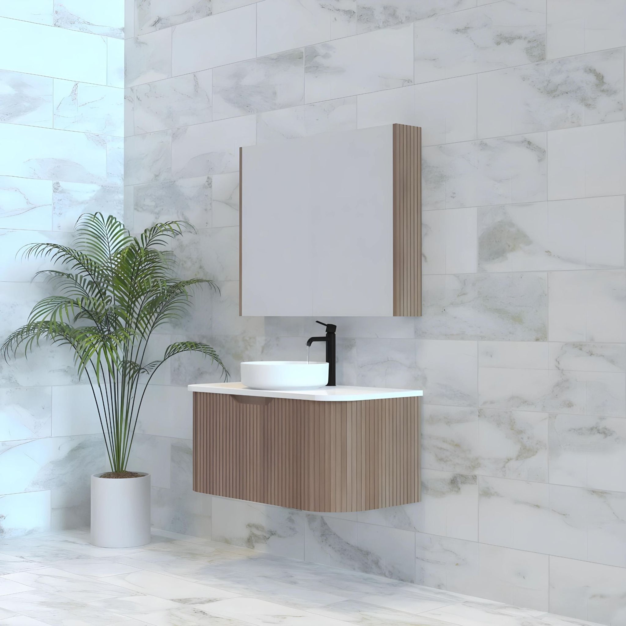 RIVA BERGEN SOLID TIMBER 900MM SINGLE BOWL WALL HUNG VANITY
