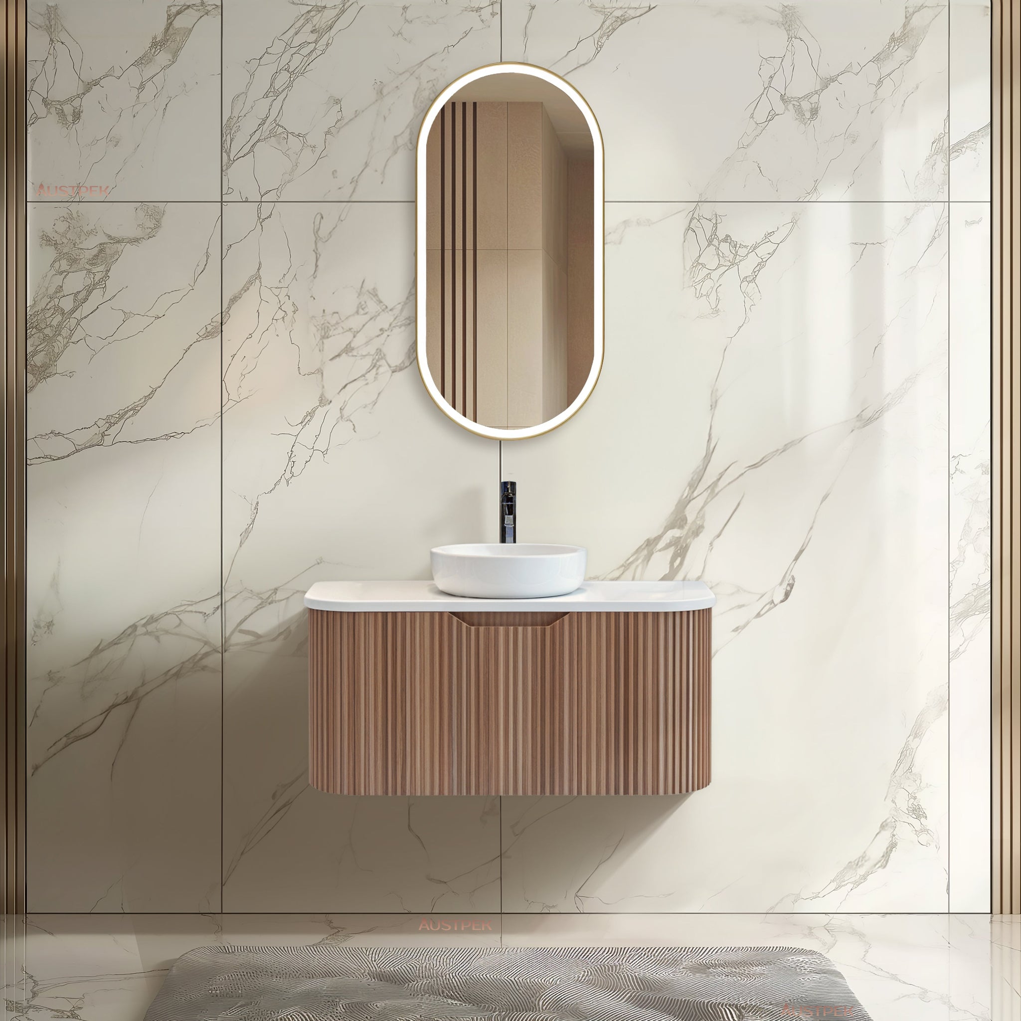 RIVA BERGEN SOLID TIMBER 900MM SINGLE BOWL WALL HUNG VANITY