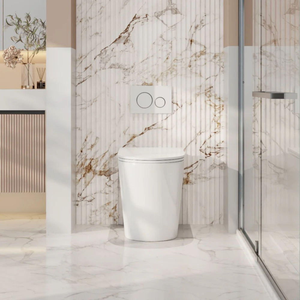 MERCIO BERLIN99 QUIET FLUSH WALL FACED FLOOR PAN GLOSS WHITE