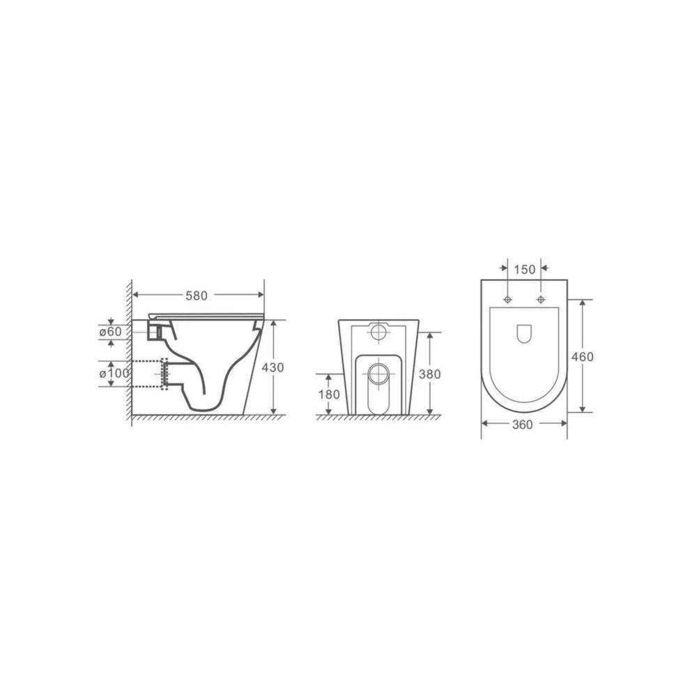 MERCIO BERLIN99 QUIET FLUSH WALL FACED FLOOR PAN MATTE BLACK