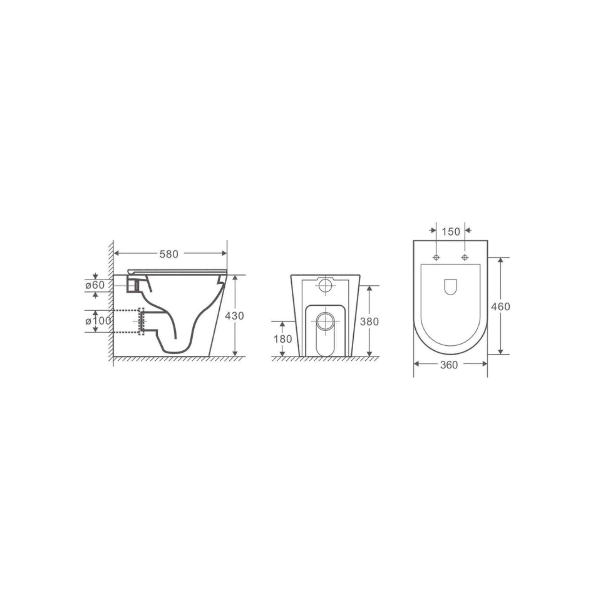 MERCIO BERLIN99 QUIET FLUSH WALL FACED FLOOR PAN MATTE BLACK