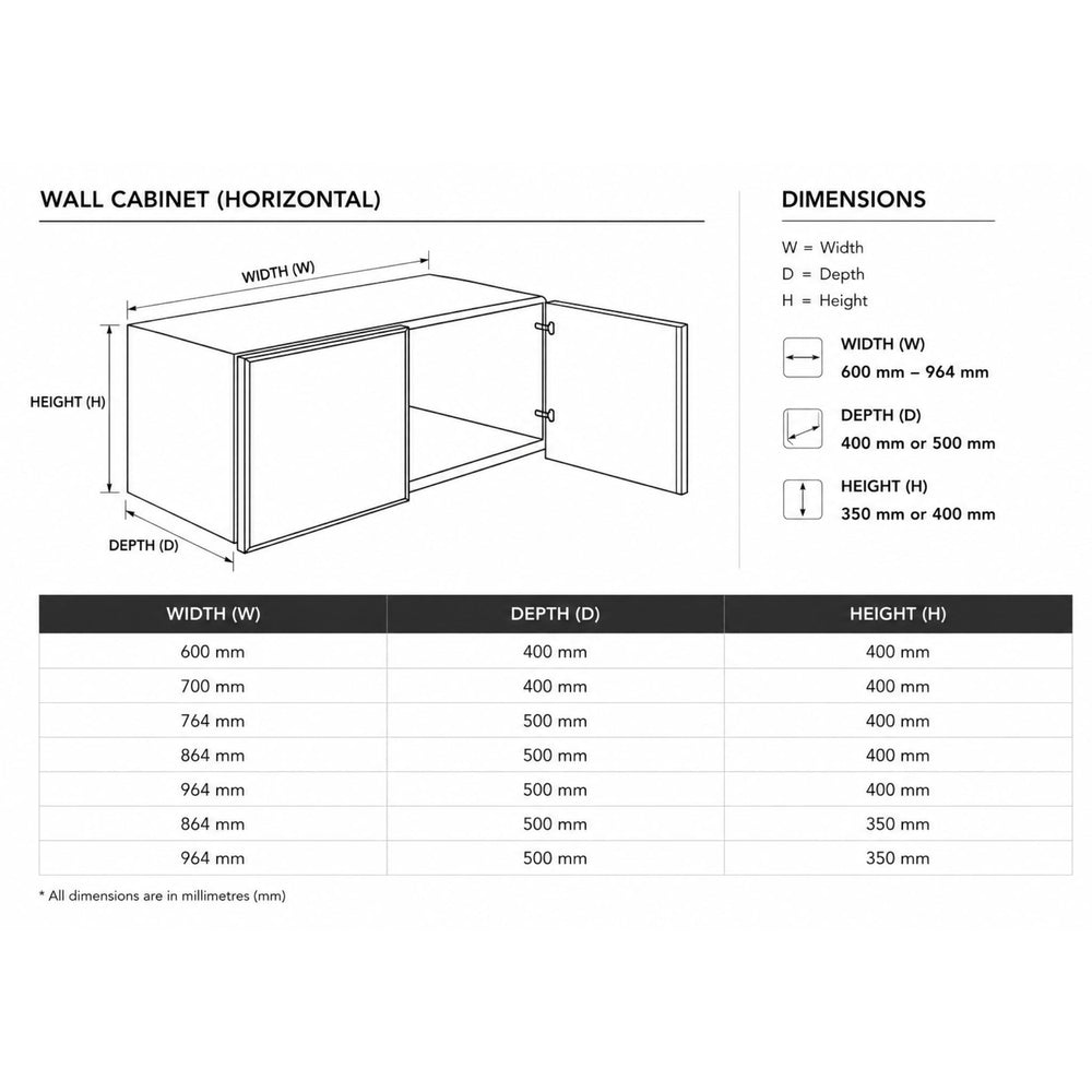 VITO CUSTOM FRIDGE DOUBLE DOOR KITCHEN WALL CABINET ONLY (MULTIPLE SIZES AVAILABLE)