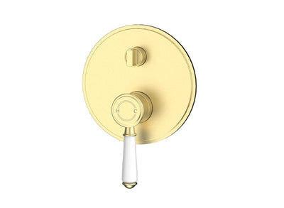 IKON CLASICO LEAD FREE WALL DIVERTER MIXER TRIM KIT WITH ROUGH IN BODY 160MM CERAMIC HANDLE BRUSHED GOLD