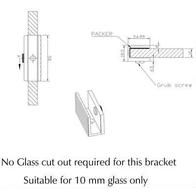 BELLA VISTA FLUTED SHOWER SCREEN WALL BRACKET BRUSHED NICKEL