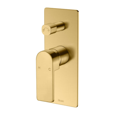 IKON FLORES WALL MIXER WITH DIVERTER 200MM BRUSHED GOLD