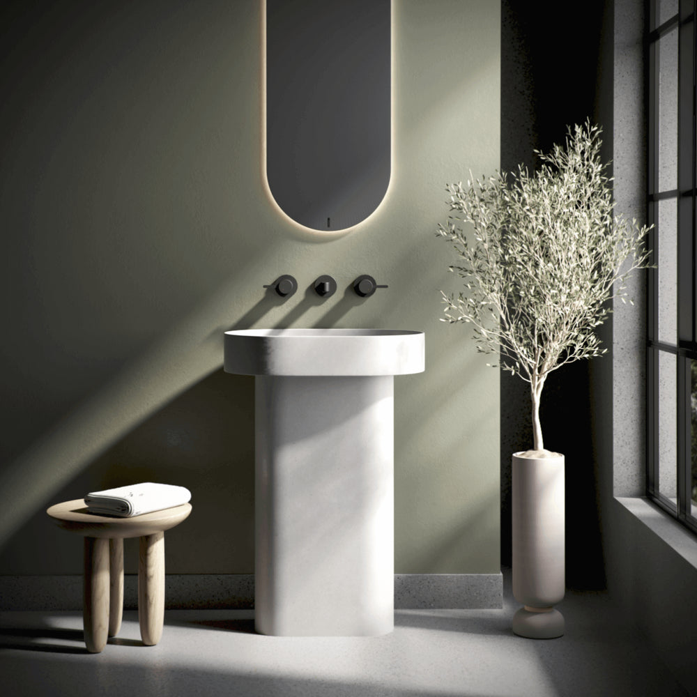 CONCRETE STUDIO BILYA PEDESTAL BASIN WHITE 540MM