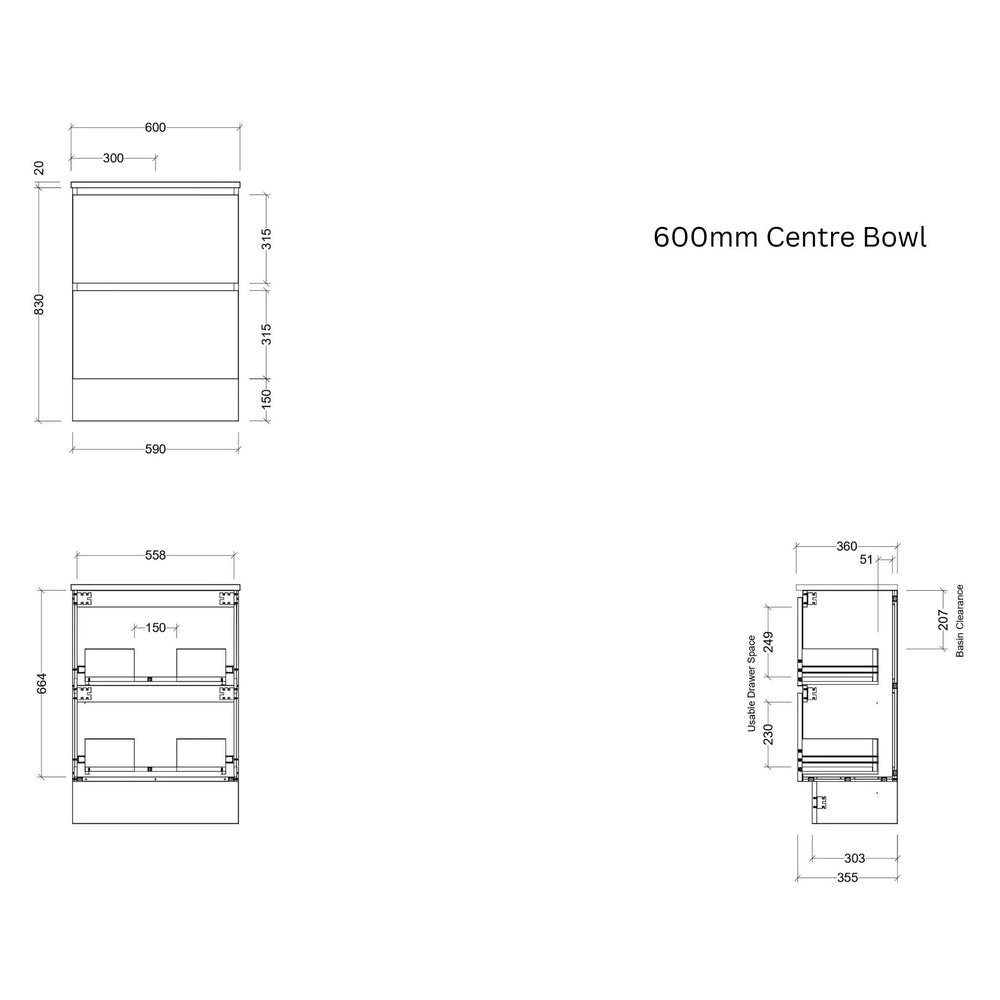 TIMBERLINE BILLIE SPACE SAVING CUSTOM FLOOR STANDING VANITY (ALL SIZING)