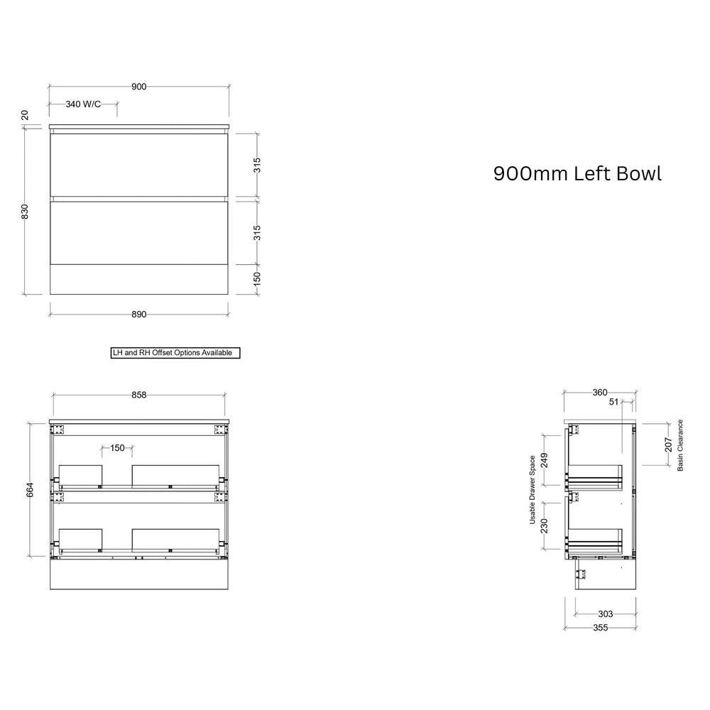 TIMBERLINE BILLIE SPACE SAVING CUSTOM FLOOR STANDING VANITY (ALL SIZING)