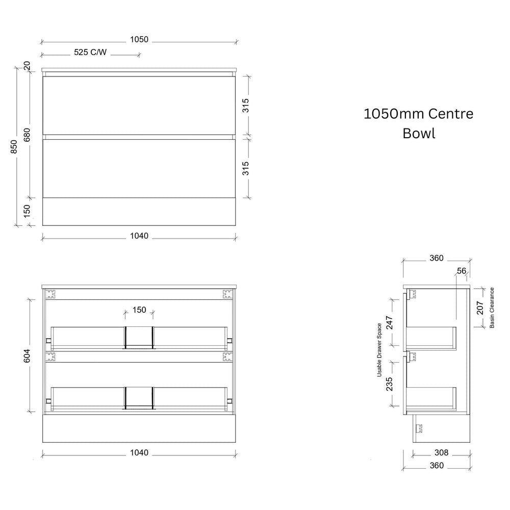 TIMBERLINE BILLIE SPACE SAVING CUSTOM FLOOR STANDING VANITY (ALL SIZING)
