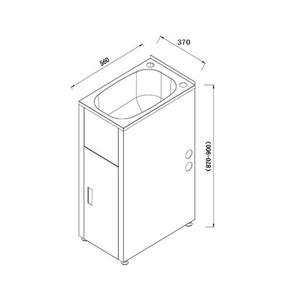 LUKKA 30L LAUNDRY CABINET AND STAINLESS STEEL TUB 370MM CHROME