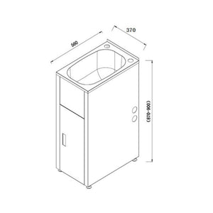 LUKKA 30L LAUNDRY CABINET AND STAINLESS STEEL TUB 370MM CHROME