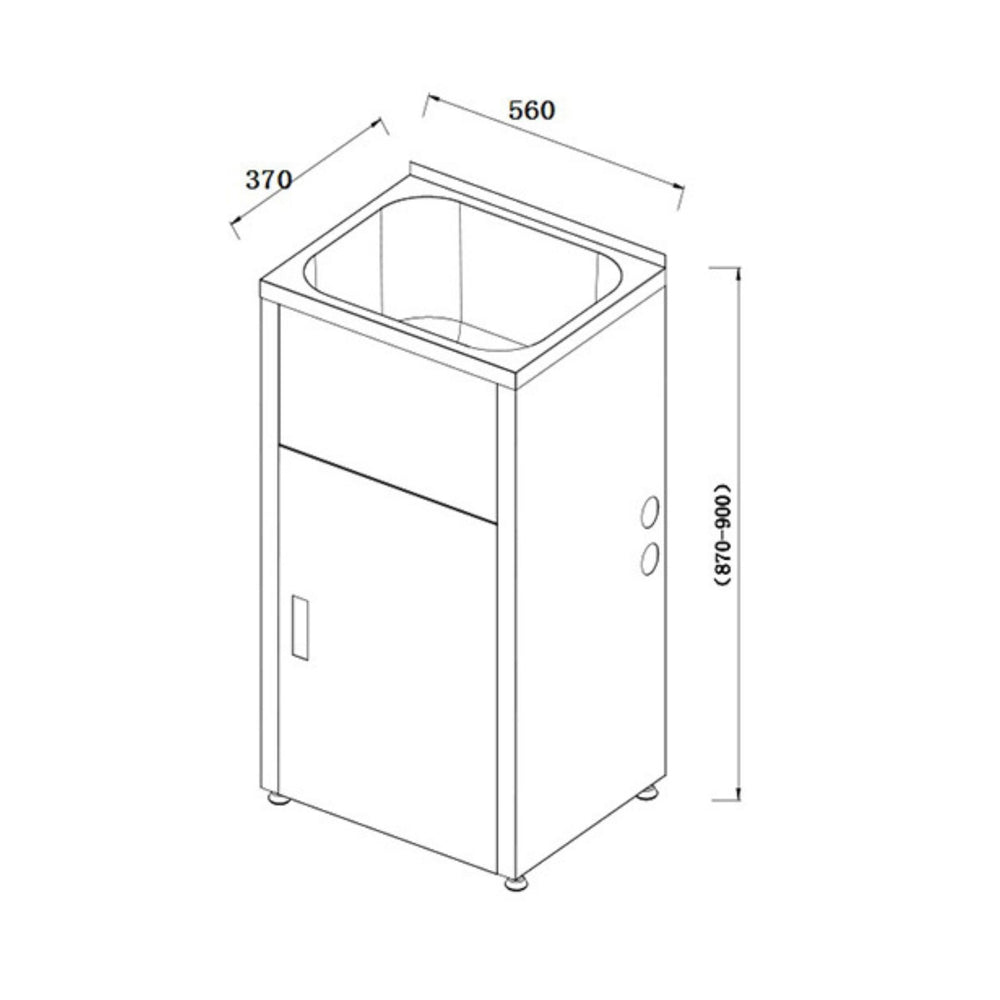 LUKKA 30L LAUNDRY CABINET AND STAINLESS STEEL TUB 560MM CHROME