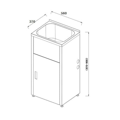 LUKKA 30L LAUNDRY CABINET AND STAINLESS STEEL TUB 560MM CHROME