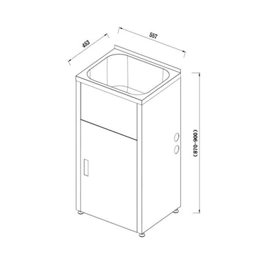 LUKKA 35L LAUNDRY CABINET AND STAINLESS STEEL TUB 560MM CHROME