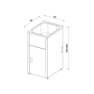 LUKKA 35L LAUNDRY CABINET AND STAINLESS STEEL TUB 455MM CHROME
