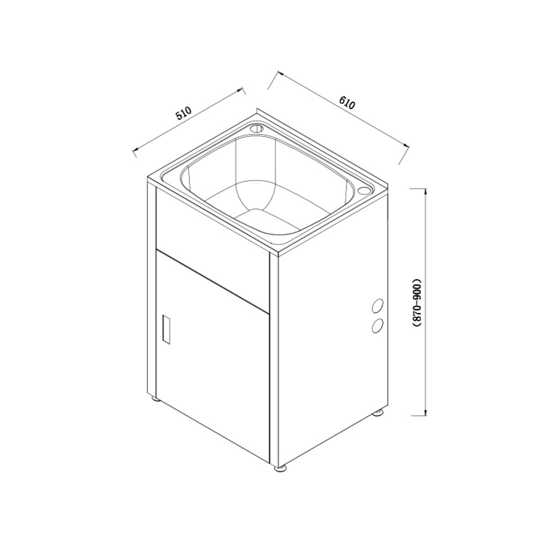 LUKKA 45L LAUNDRY CABINET AND STAINLESS STEEL TUB 610MM MATTE BLACK