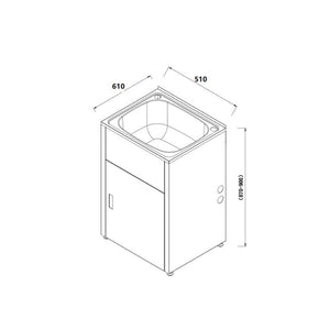 LUKKA 45L LAUNDRY CABINET AND STAINLESS STEEL TUB 510MM CHROME