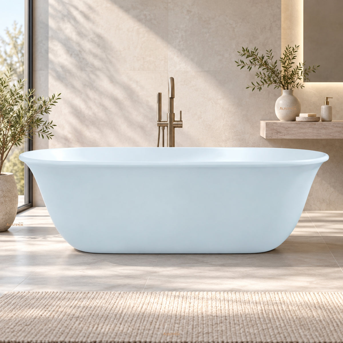 TURNER HASTINGS BLANCHE TITANCAST FREESTANDING NON OVERFLOW BATHTUB ALICE BLUE 1620MM