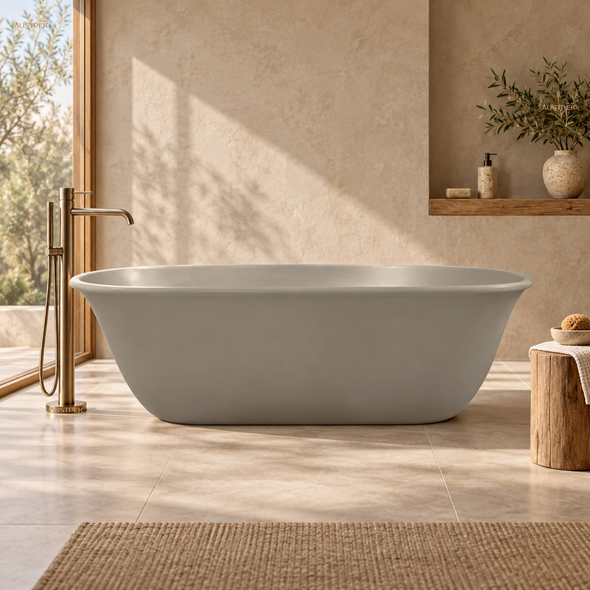 TURNER HASTINGS BLANCHE TITANCAST FREESTANDING NON OVERFLOW BATHTUB LIGHT FAWN 1620MM