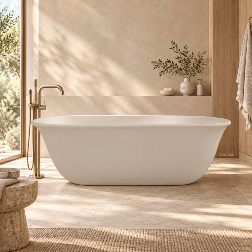 TURNER HASTINGS BLANCHE TITANCAST FREESTANDING NON OVERFLOW BATHTUB NATURAL LINEN 1620MM