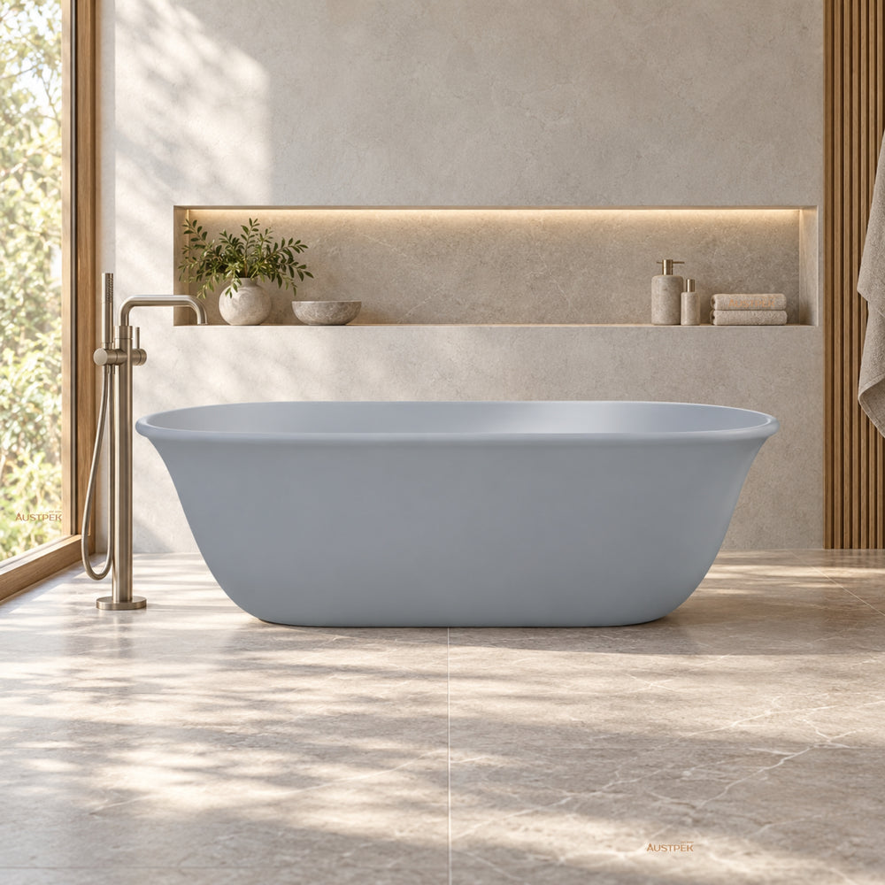 TURNER HASTINGS BLANCHE TITANCAST FREESTANDING NON OVERFLOW BATHTUB POWDER GREY 1620MM
