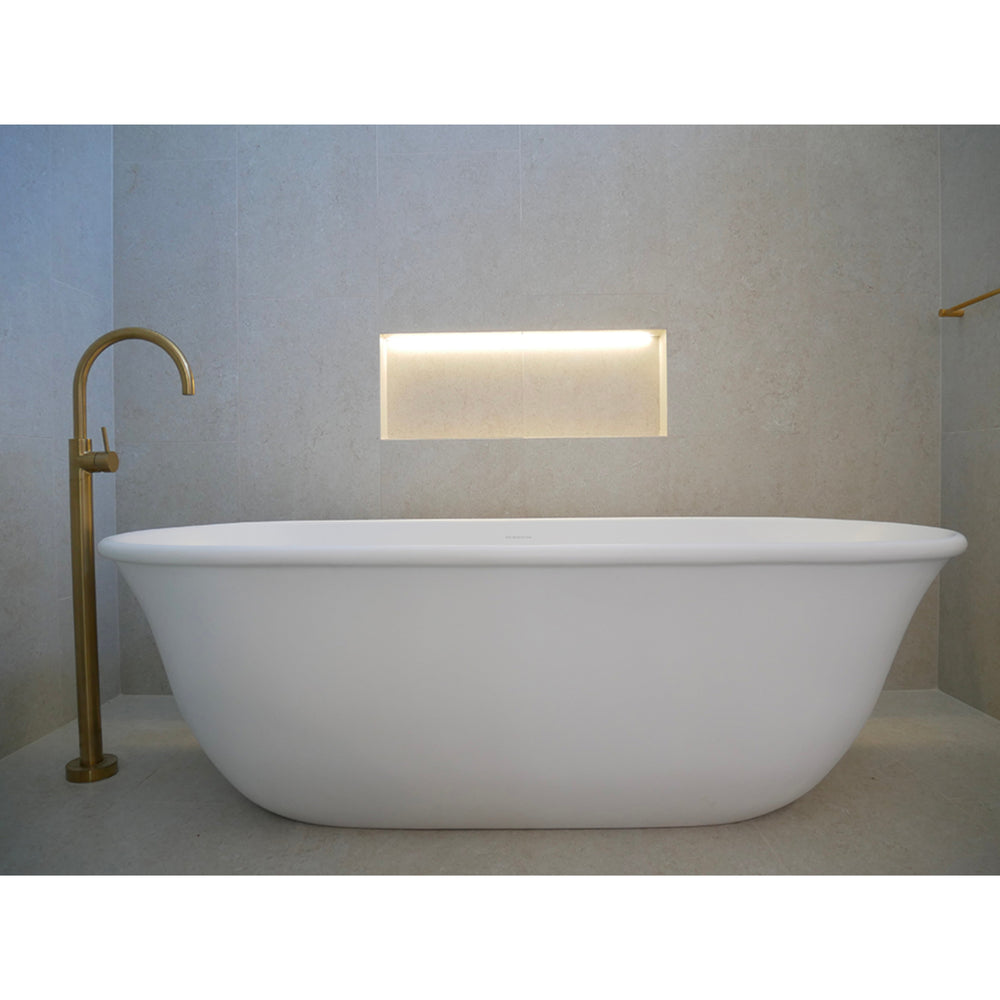 TURNER HASTINGS BLANCHE TITANCAST SOLID SURFACE FREESTANDING BATHTUB SATIN SILK WHITE 1628MM