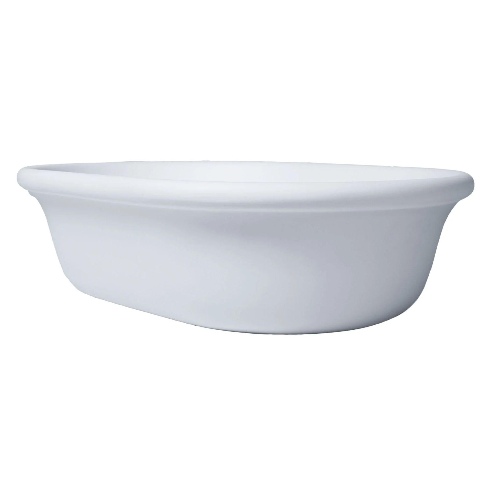 TURNER HASTINGS BLANCHE OVAL TITANCAST SOLID SURFACE ABOVE COUNTER HANDCRAFTED BASIN SATIN SILK WHITE 530MM