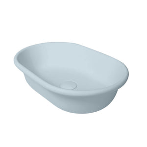 TURNER HASTINGS BLANCHE OVAL TITANCAST SOLID SURFACE HANDCRAFTED ABOVE COUNTER BASIN ALICE BLUE 530MM
