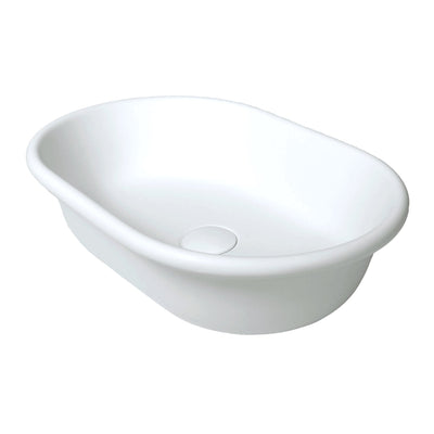 TURNER HASTINGS BLANCHE OVAL TITANCAST SOLID SURFACE ABOVE COUNTER HANDCRAFTED BASIN GLOSS WHITE 530MM