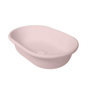 TURNER HASTINGS BLANCHE OVAL TITANCAST SOLID SURFACE HANDCRAFTED ABOVE COUNTER BASIN MISTY ROSE 530MM