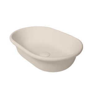 TURNER HASTINGS BLANCHE OVAL TITANCAST SOLID SURFACE HANDCRAFTED ABOVE COUNTER BASIN NATURAL LINEN 530MM