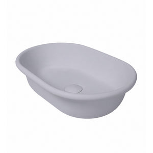 TURNER HASTINGS BLANCHE OVAL TITANCAST SOLID SURFACE HANDCRAFTED ABOVE COUNTER BASIN POWDER GREY 530MM